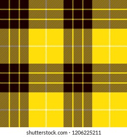 Yellow, Black and White Tartan Plaid Seamless Vector Pattern. Trendy 90s Style Fashion Textile Prints. Classic Scottish Checkered Fabric Texture. Repeating Pattern Tile Swatch Included.