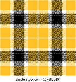 Yellow, black and white tartan plaid. Scottish textile pattern design.