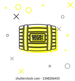 Yellow and black Wooden barrel for wine line icon isolated on white background. Vector Illustration Yellow and black Wooden barrel for wine line icon isolated on white background. Vector Illustration