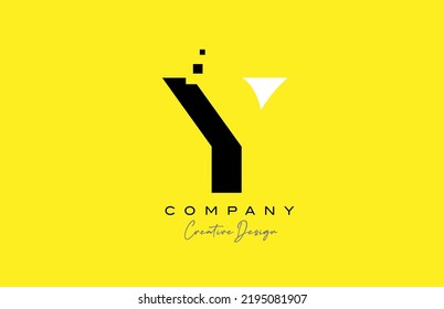 yellow black Y alphabet letter logo icon design with dots. Creative template for business  and company