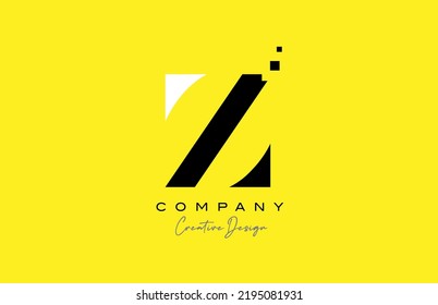 yellow black Z alphabet letter logo icon design with dots. Creative template for business  and company