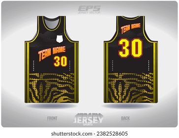 yellow black zebra pattern design, illustration, textile background for sports t-shirt, football jersey shirt mockup for football club. consistent front view