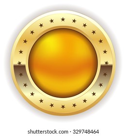 Yellow blank badge with gold border on white background