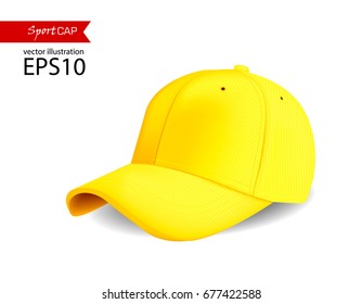 yellow blank Baseball cup for printing.Vector sportswear and uniform
