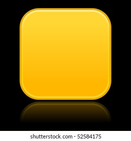 Yellow blank rounded squares button on black