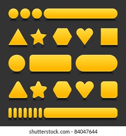 Yellow blank various forms web 2.0 buttons with black reflection on gray background