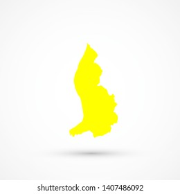 Yellow blank vector Liechtenstein map. Isolated on white background.