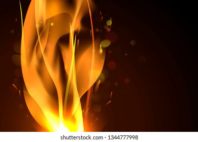 Yellow blazing flame on a black background vector