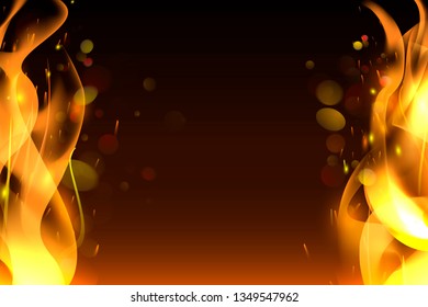 Yellow blazing flame on a black background vector