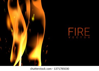 Yellow blazing flame on a black background vector