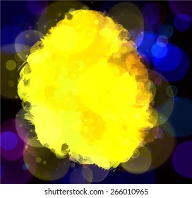 Yellow blob brush strokes background. Vector version