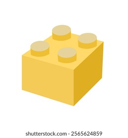 Yellow block toy brick building icon. Isometric vector brick toy plastic