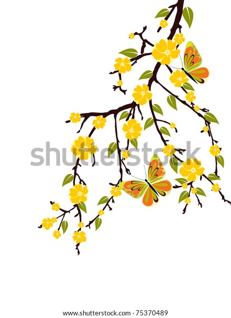 Yellow Blossom Vector Stock Vector (Royalty Free) 75370489