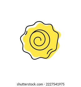 Yellow blossoming flower hand drawn icon. Decorative sketch lush bloom inflorescence for decoration and botanical vector design