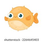 yellow blowfish swiming sealife animal