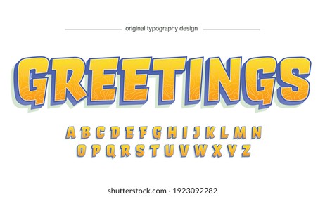 Yellow and Blue 3D Gaming Cartoon Logo Typography Artistic Font