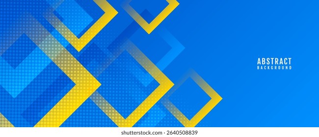 Yellow blue abstract background overlap layer on bright space with rhombus lines effect decoration. Modern graphic design element geometric style concept for web banner, flyer, card, or brochure cover