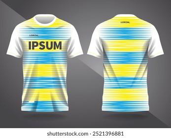 yellow blue abstract background pattern for sport jersey design and mockup, front and back view.