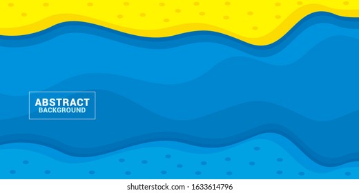 Yellow and Blue Abstract Background vector illustration with wavy shapes in flat design.