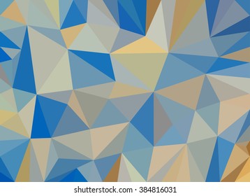 Yellow and blue abstract geometric rumpled triangular low poly style. Vector illustration. Graphic background