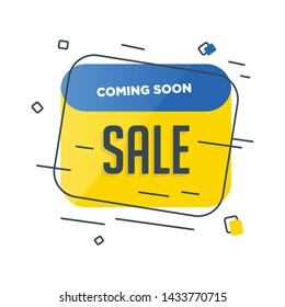 Yellow blue abstract minimalistic coming soon Sale banner template design. Big sale special offer. Special offer banner for poster, flyer, brochure, sticker. Yellow coming soon vector illustration.