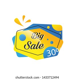 Yellow blue abstract modern elements. 30% Sale banner template design. Big sale special offer. Abstract Special offer banner for poster, flyer, brochure, sticker. Vector illustration.