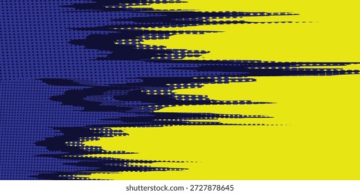 Abstrato amarelo e azul em um fundo escuro. Design grunge desportivo. Ilustração para esportes, fundos, animações.