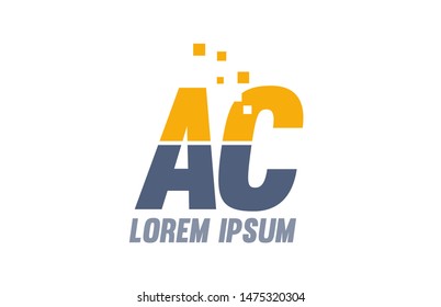 yellow blue AC A C alphabet letter logo icon design suitable for a company or business