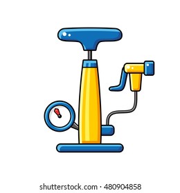 Yellow blue air pump isolated.