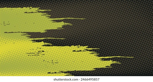 Yellow and blue background with halftone dot pattern elements. Abstract grunge brush background. retro comic concept for your graphic design. vector