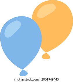 Yellow and blue balloon, illustration, vector on a white background.