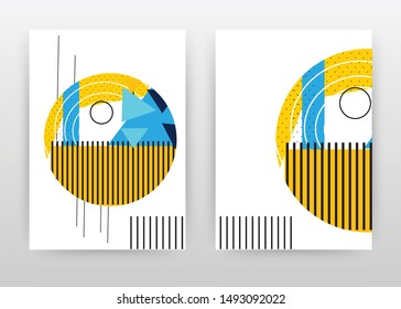 Yellow blue, black lined design for annual report, brochure, flyer, poster. Abstract white background vector illustration for flyer, leaflet, poster. Business abstract A4 brochure template.