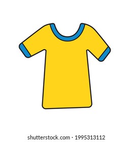 Yellow blue blank t-shirt isolated cartoon vector icon