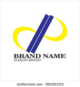 yellow and blue brand logo. modify the letters d and p using circles and blocks for companies that use the letters d and p