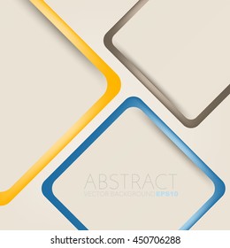 Yellow blue and brown frame on white cream vector background with space for text and message design