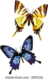 Yellow and blue butterflies