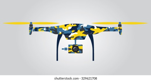 Yellow and blue camouflage pattern drone