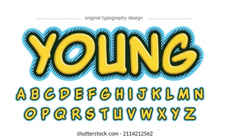 yellow and blue cartoon artistic font effect