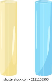 Yellow and blue chalk, illustration, vector on a white background.