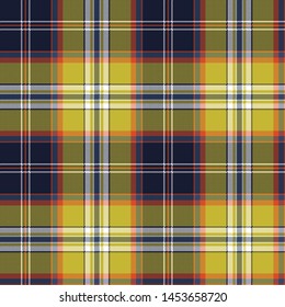 Yellow blue check tartan pixel seamless pattern. Vector illustration.