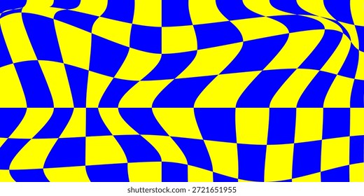 Patrón a cuadros amarillo y azul, patrón sin fisuras de tablero de ajedrez. ilustración de Vector moderno