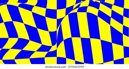Patrón a cuadros amarillo y azul, patrón sin fisuras de tablero de ajedrez. ilustración de Vector moderno