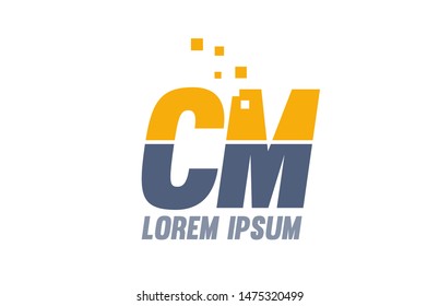 yellow blue CM C M alphabet letter logo icon design suitable for a company or business