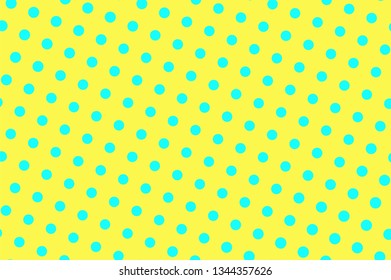 Yellow blue color halftone vector background. Sparse halftone texture. Regular dotwork ornament. Vibrant dotted halftone surface. Retro halftone overlay. Vintage cartoon effect. Perforated texture