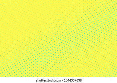 Yellow blue color halftone vector background. Faded halftone texture. Diagonal dotwork gradient. Vibrant dotted halftone surface. Retro halftone overlay. Vintage cartoon effect. Perforated texture