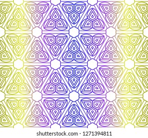Yellow, blue color vector seamless geometric pattern. Decorative design in simple style. For poster, banner, background.