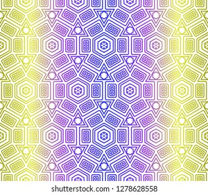 Yellow, blue color vector seamless geometric pattern. Decorative design in simple style. For poster, banner, background.