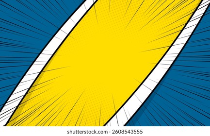 yellow and blue comic background with zoom effect 