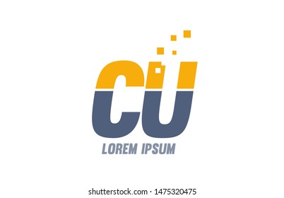yellow blue CU C U alphabet letter logo icon design suitable for a company or business