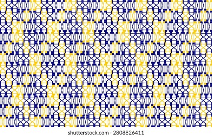 yellow and blue diamond net, checkerboard in square block repeat pattern, replete image, design for fabric printing, Grid Border